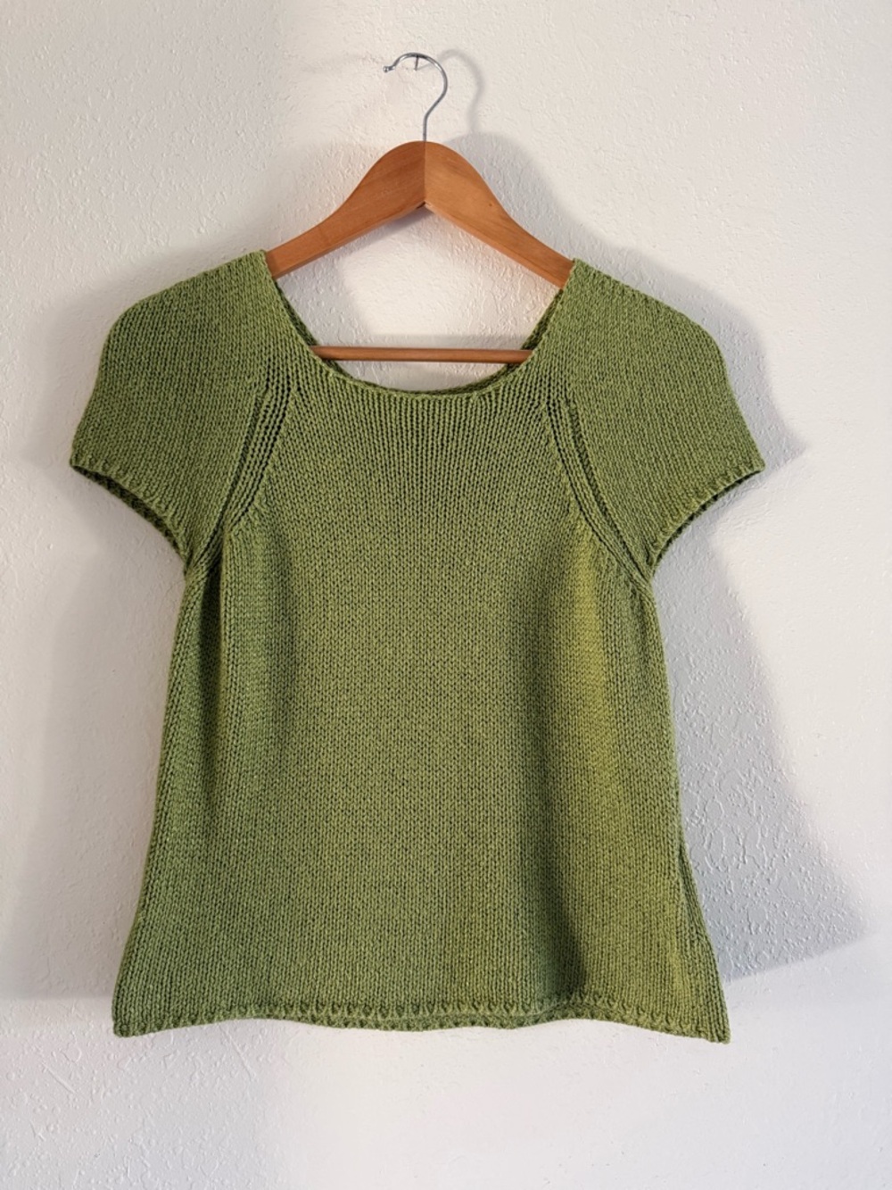 Vintage Green Knit Short-Sleeve Top